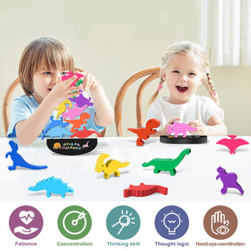 FFTROC Montessori Toys Gifts for 2 3 4 Year Old Boys - Wooden Stacking Dinosaur Toys for Kids 2-4 3-5, Toddler Boy Gifts, Birthd
