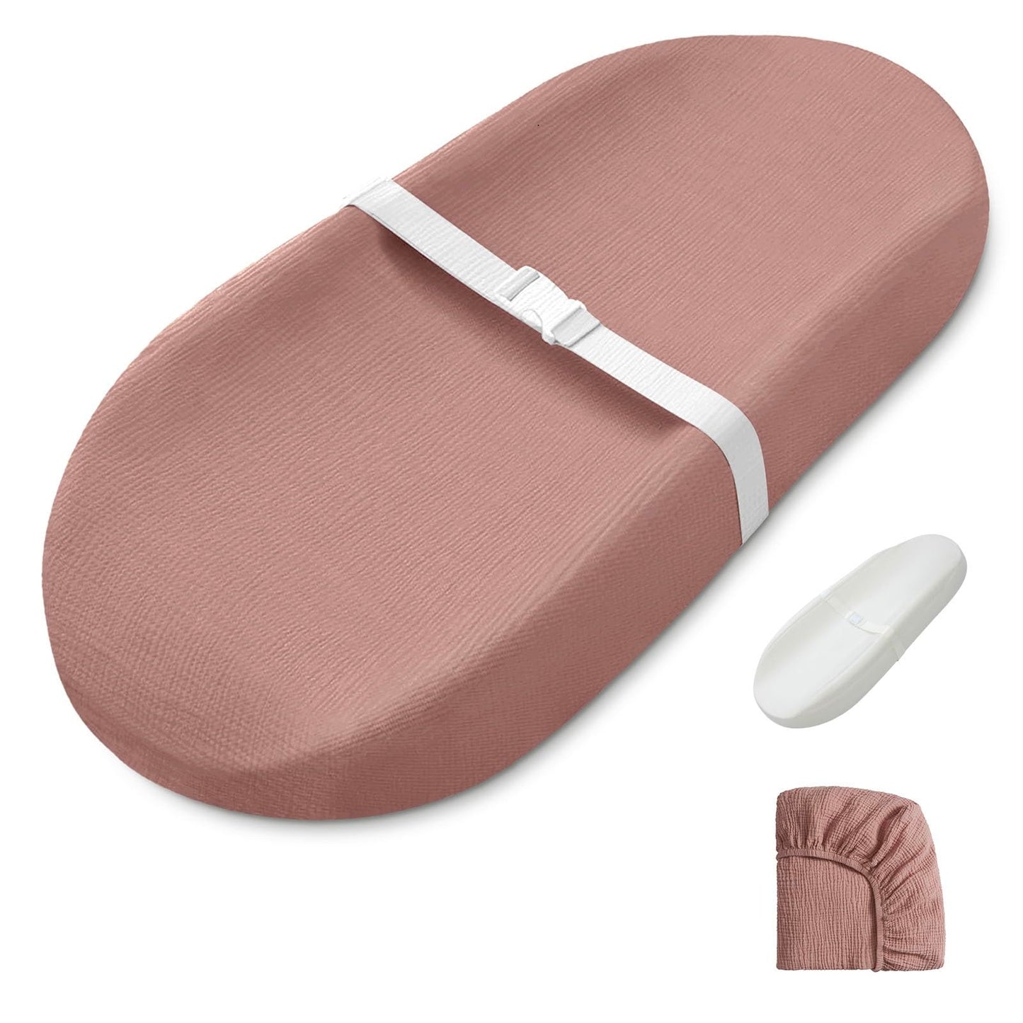 Blissful Diary Muslin Baby Changing Pad With Waterproof Lining Foam, Diaper Changing Table Pad With Cover For Dressers (Dusty Pi
