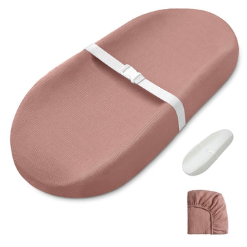 Blissful Diary Muslin Baby Changing Pad With Waterproof Lining Foam, Diaper Changing Table Pad With Cover For Dressers (Dusty Pi