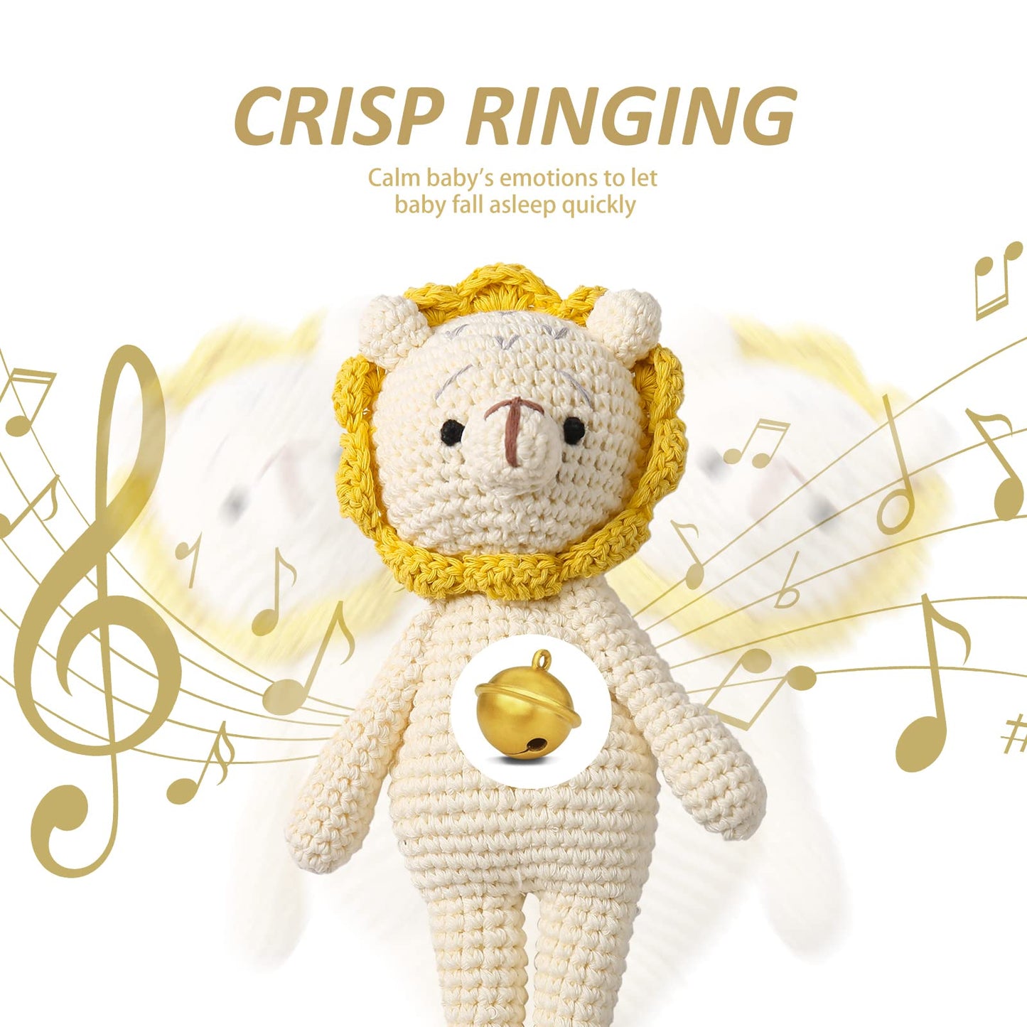 Natural Crochet Stuffed Animal for Babies Newborn Knitted Doll Baby Rattle Soft Cotton Sleep Toy Baby First Friend Gift for Baby