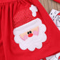 Avidqueen Christmas Party Clothing Set Toddler Baby Girls Princess Dress Tshirt + Santa Pant + Headband 3Pcs Outfits (Red, 3T)