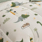 Joyreap 4 Piece Dinosaur Toddler Bedding Set, Cotton Toddler Comforter Sheet Set, Green Dinosaurs Print On White Design For Kids