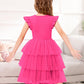 Arshiner Girl Dresses Toddler Ruffle Tutu Dress Cute Hot Pink Valentine Christmas Birthday Party Sundress 3-4 Years