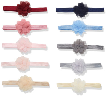 Hudson Baby Unisex Baby Cotton Synthetic Headband, Chiffon Cream Blush, 0-24 Month Us