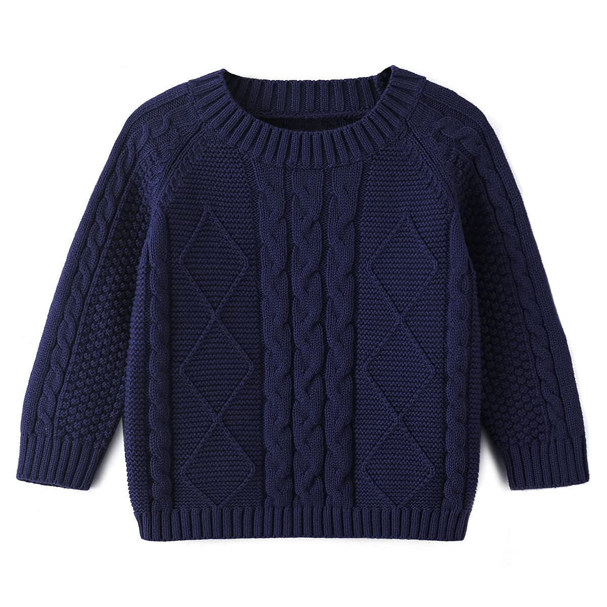 Curipeer Baby Boys' Girls' Cable Knit Sweater Long Sleeve Solid Pullover Toddler Crew Neck Fall 2-3Y