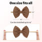 Lanmerry Big Bows Hairbands, 8 Pcs Handmade Baby Girl Headbands With Bows, Stretchy Nylon Newborn Toddler Hairbands, Tan