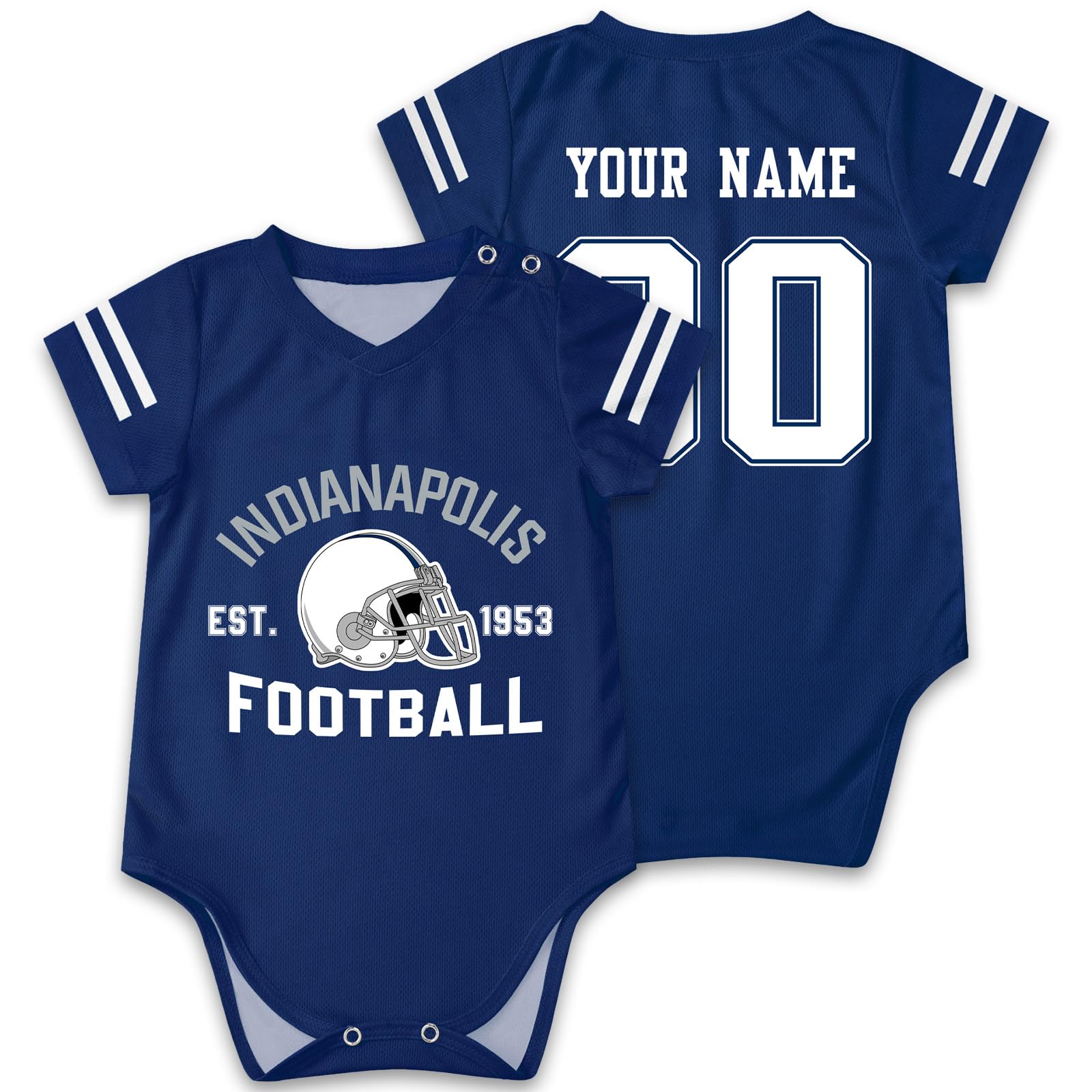 OAOANS Indianapolis Baby Clothes Custom Name Number Personalized Football Baby Jersey Clothing Newborn Toddler Apparel 0-24 Mont