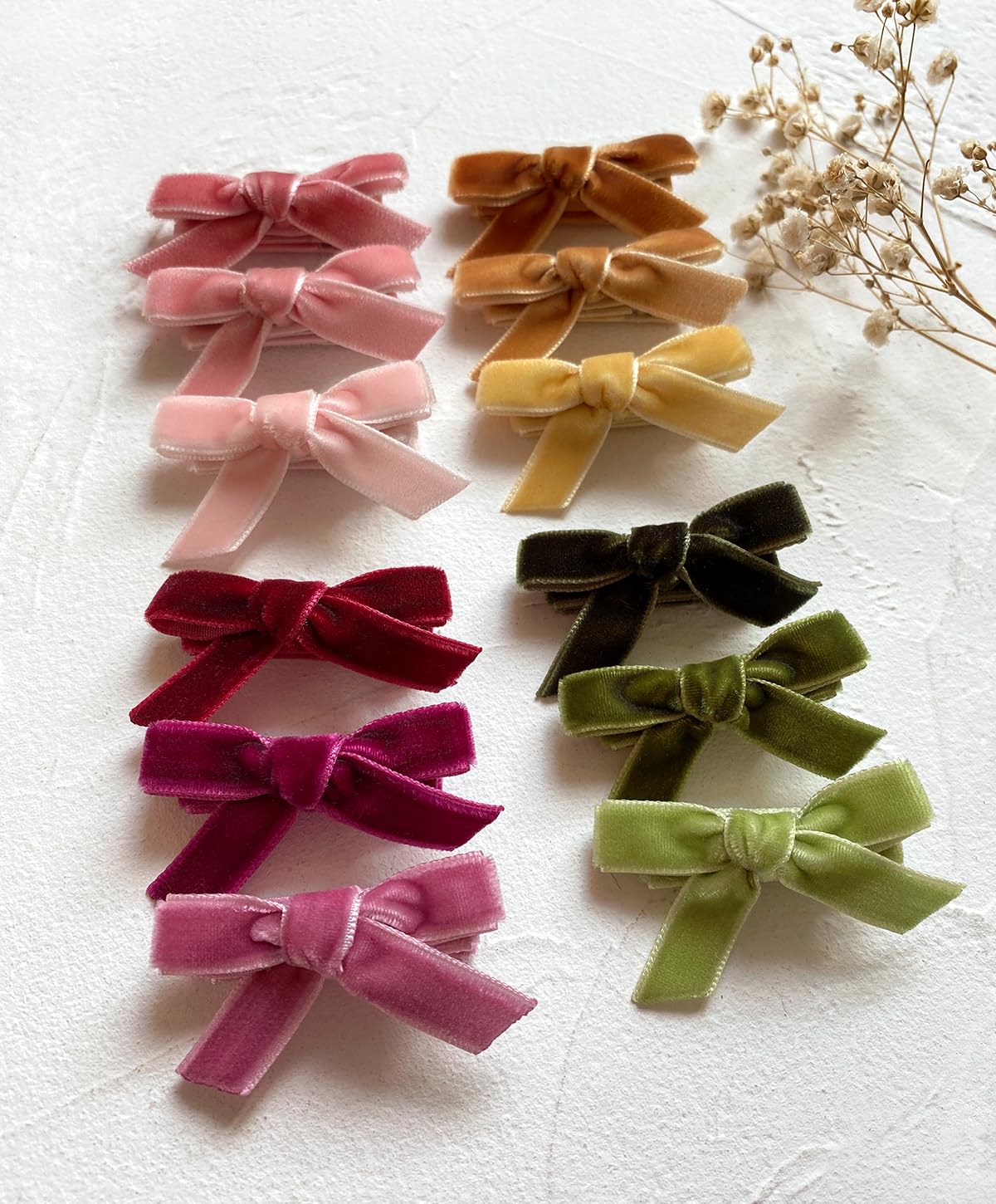 Velvet Bows For Baby Girls, 20Pcs Boutique Tiny Baby Hair Clips, Fully Lined Hair Barrettes Alligators For Infants Toddlers Fine