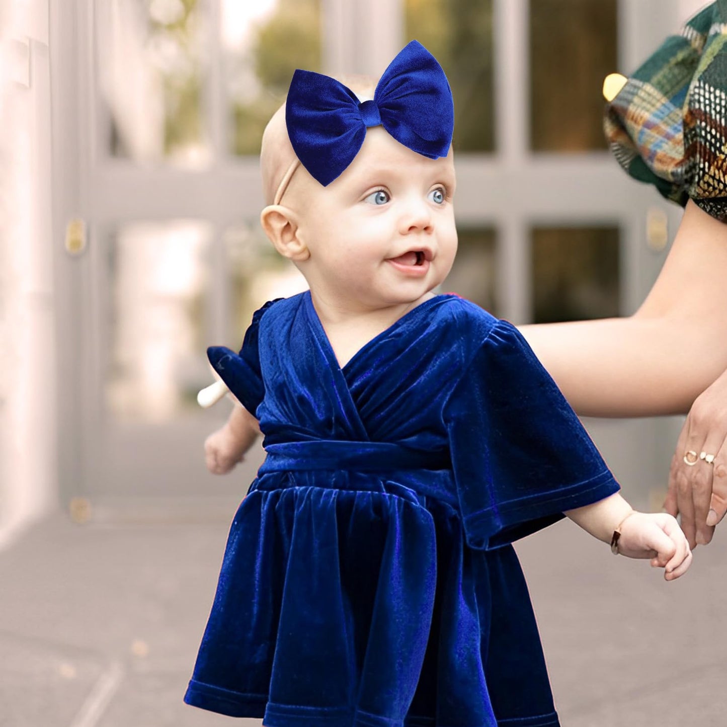 Yanjie Velvet Baby Girl Bows Nylon Headbands Soft Newborn Bows Handmade Baby Headbands Hairbands Hair Accessories For Infants To
