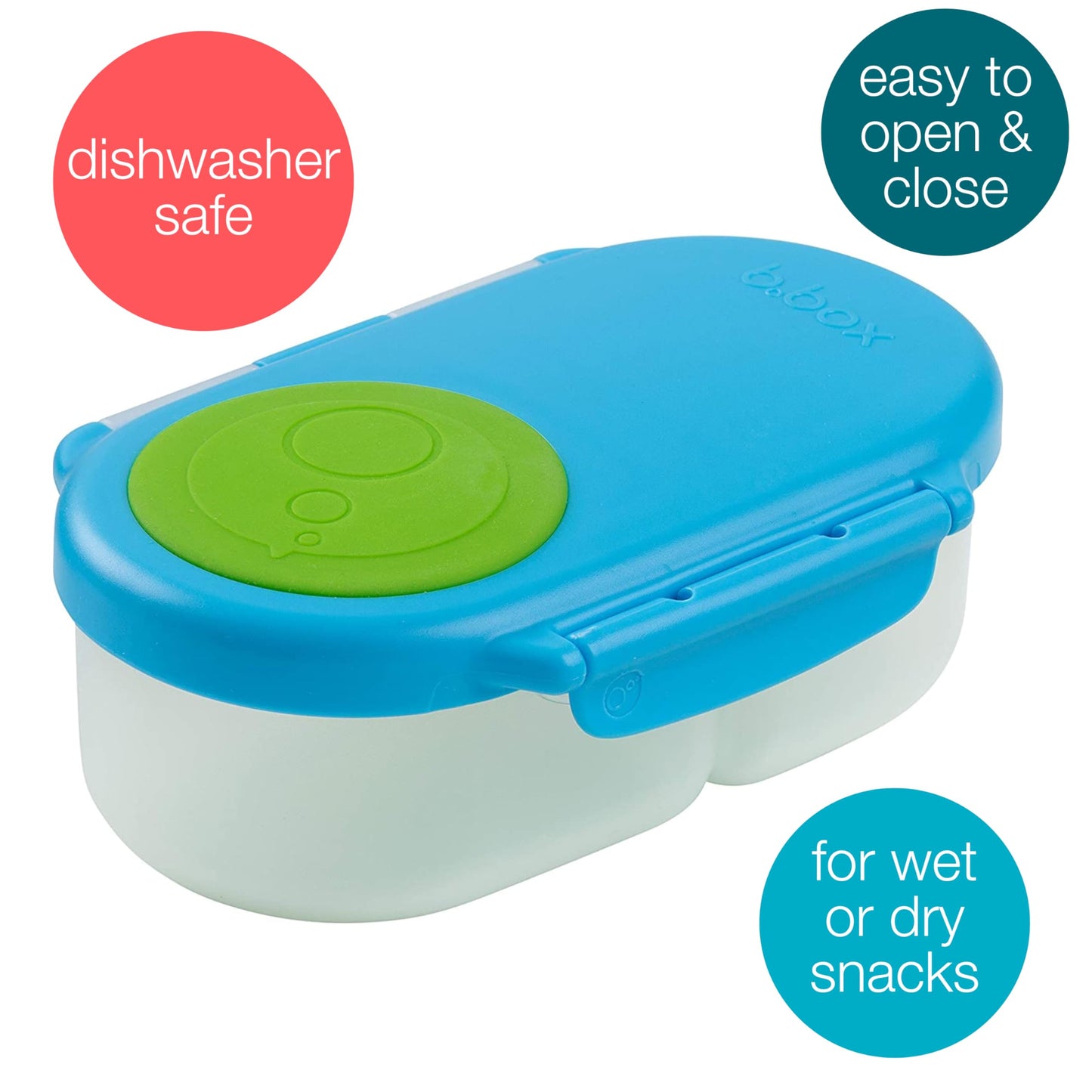 B.Box Snackbox For Toddlers, Kids  Mini Bento Box, Lunch Box  Leak Proof, 2 Compartments  Bpa Free, Dishwasher Safe, Freezer Saf