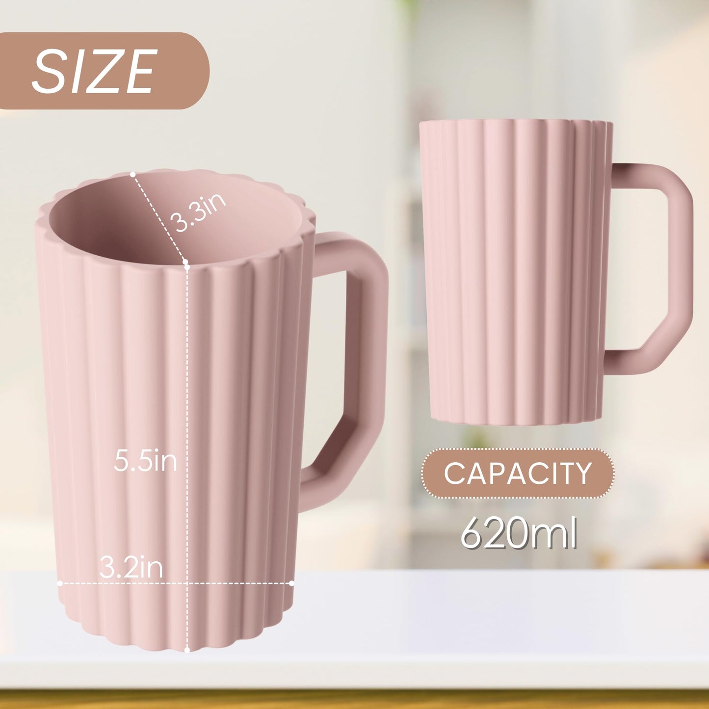 Mintlyfe Baby Bath Rinse Cup, Silicone Body Washing Rinser Cup With Easy Grip Handle, Wash Rinse Cup For Kids (Blush)