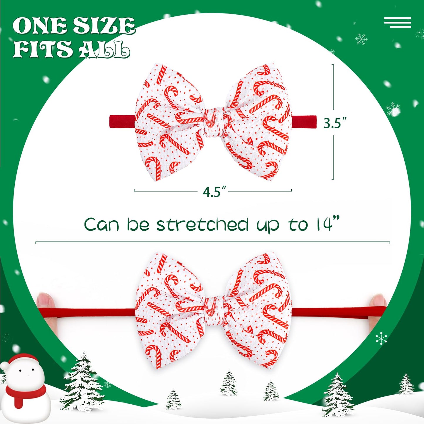 Lanmerry Christmas Baby Girl Bows Headbands Xmas Tree Headbands Candy Cane Hair Bow Elastic Nylon Hairbands Hair Accessories New