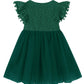 Rjxdlt Toddler Girl Dress Baby Girl Tulle Dress Flutter Sleeve Tutu Flower Girl Dress 6 Years Dark Green 396