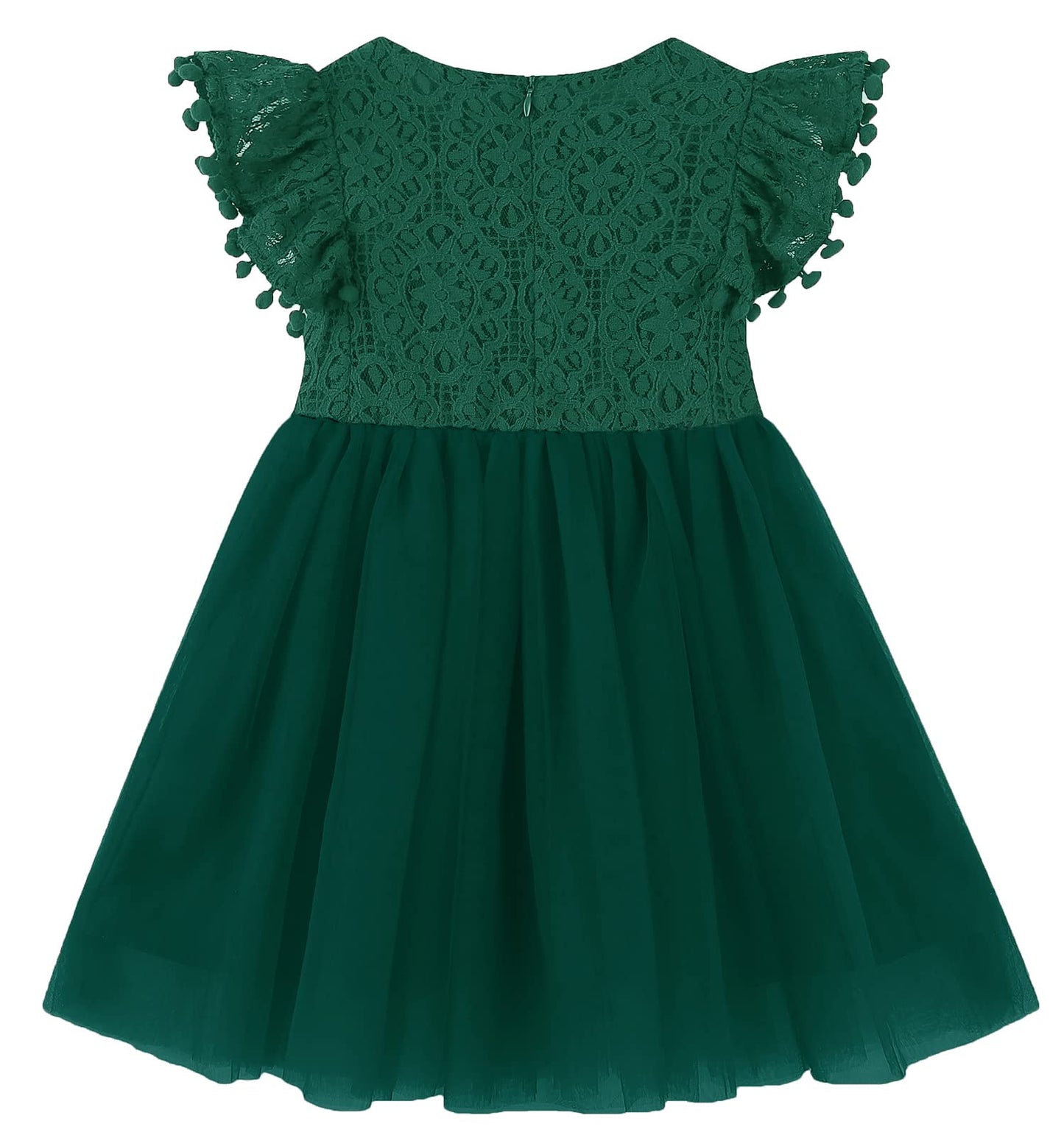 Rjxdlt Toddler Girl Dress Baby Girl Tulle Dress Flutter Sleeve Tutu Flower Girl Dress 6 Years Dark Green 396