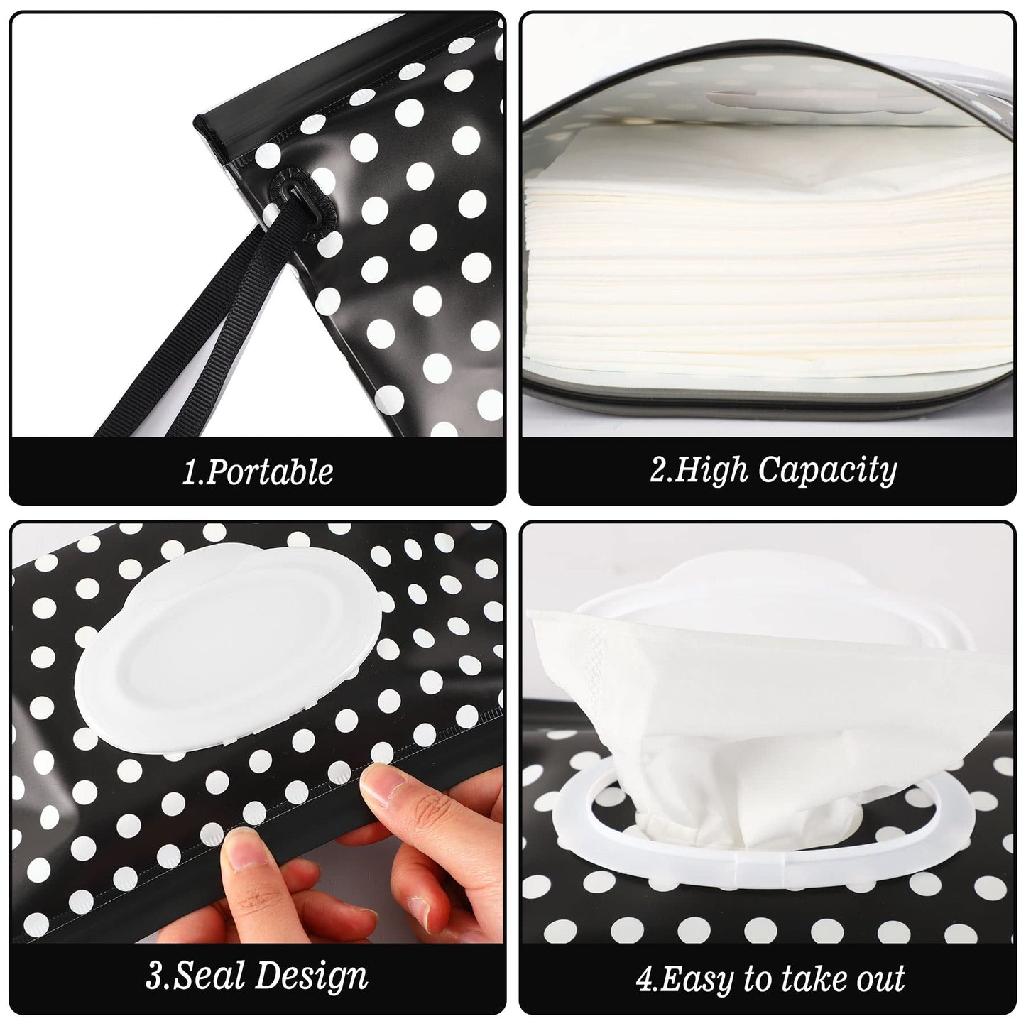 Febsnow 2 Pack Baby Wipes Dispenser, Portable Wipe Holder Container, Reusable Wet Wipes Pouch, Lightweight Travel Wipes Case