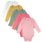 Honestbaby Unisex Baby Organic Cotton Long Sleeve Bodysuits Multi Pack And Toddler T-Shirt Set, 5 Pack Strawberry Ice, 12 Months