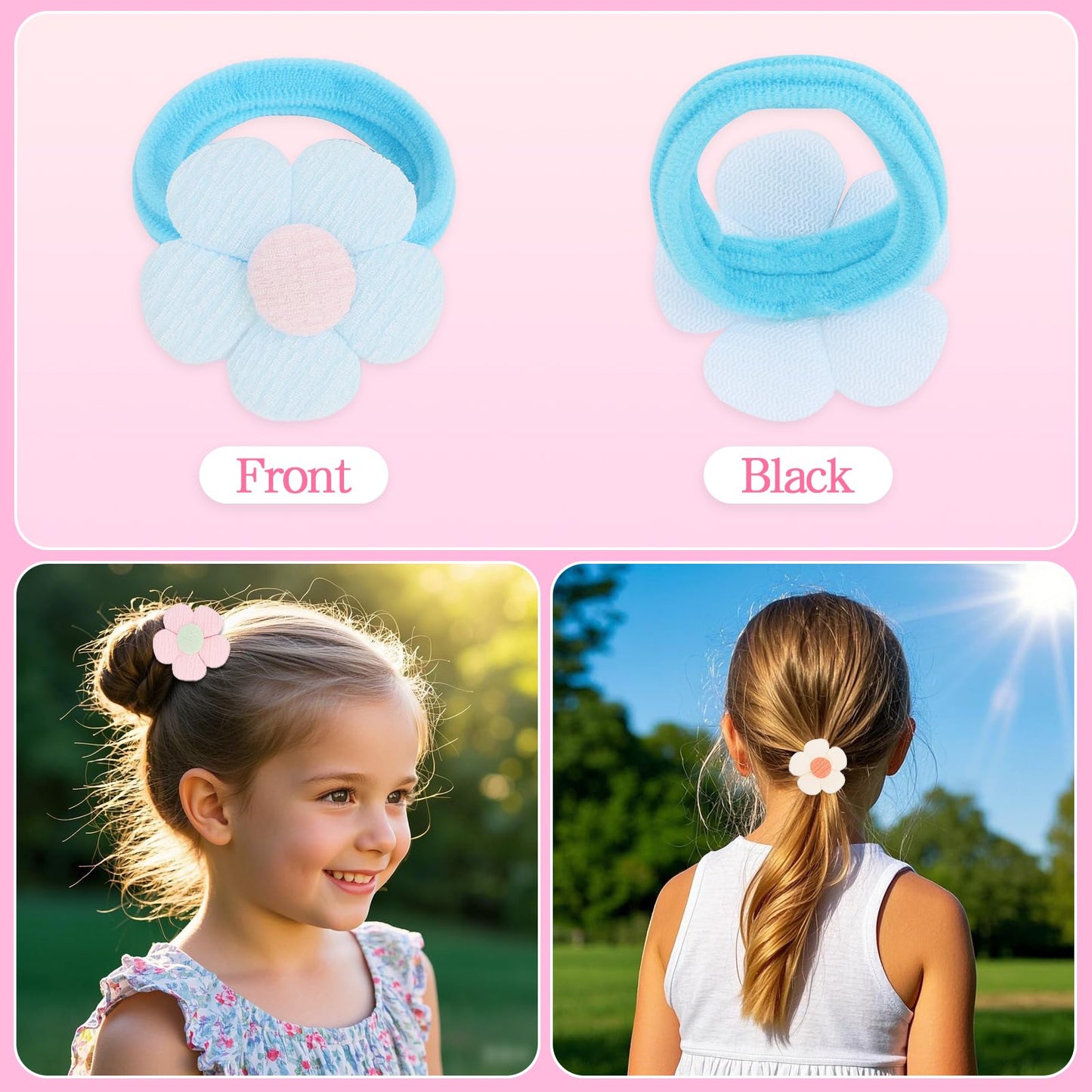 Aco-Uint Toddler Hair Ties 34 Pack Soft Hair Bands For Little Girls Elastics Baby Hair Ties No Damage Cute Candy Colorful Pony T