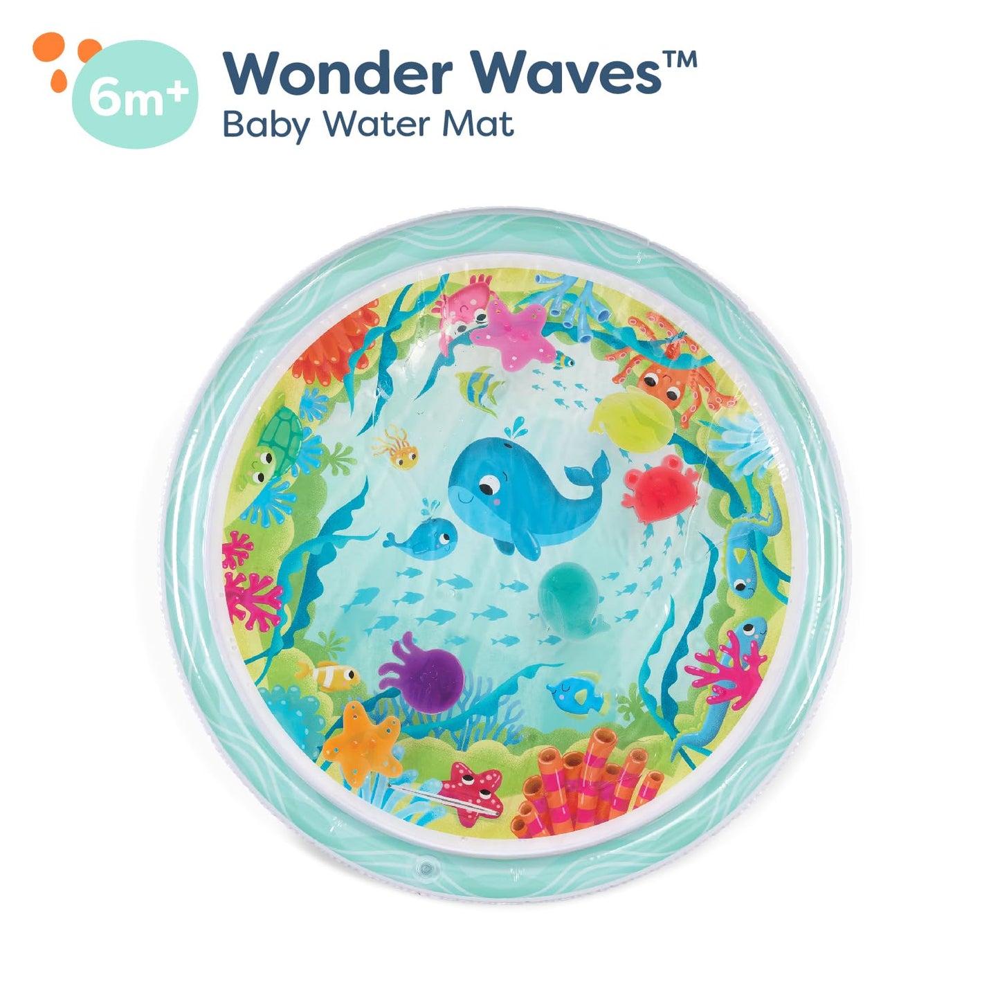 B. Baby Inflatable Tummy Time Mat 6 Removable Sea Animals Water Activity Mat For Babies Easy To Clean - 6 Months + Wonder Waves