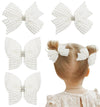 4Pcs Pearl Hair Bows For Girls, White Butterfly Flower Hair Bow Clip Wedding Hair Accessories For Baby Infants Toddlers Kids (Sm