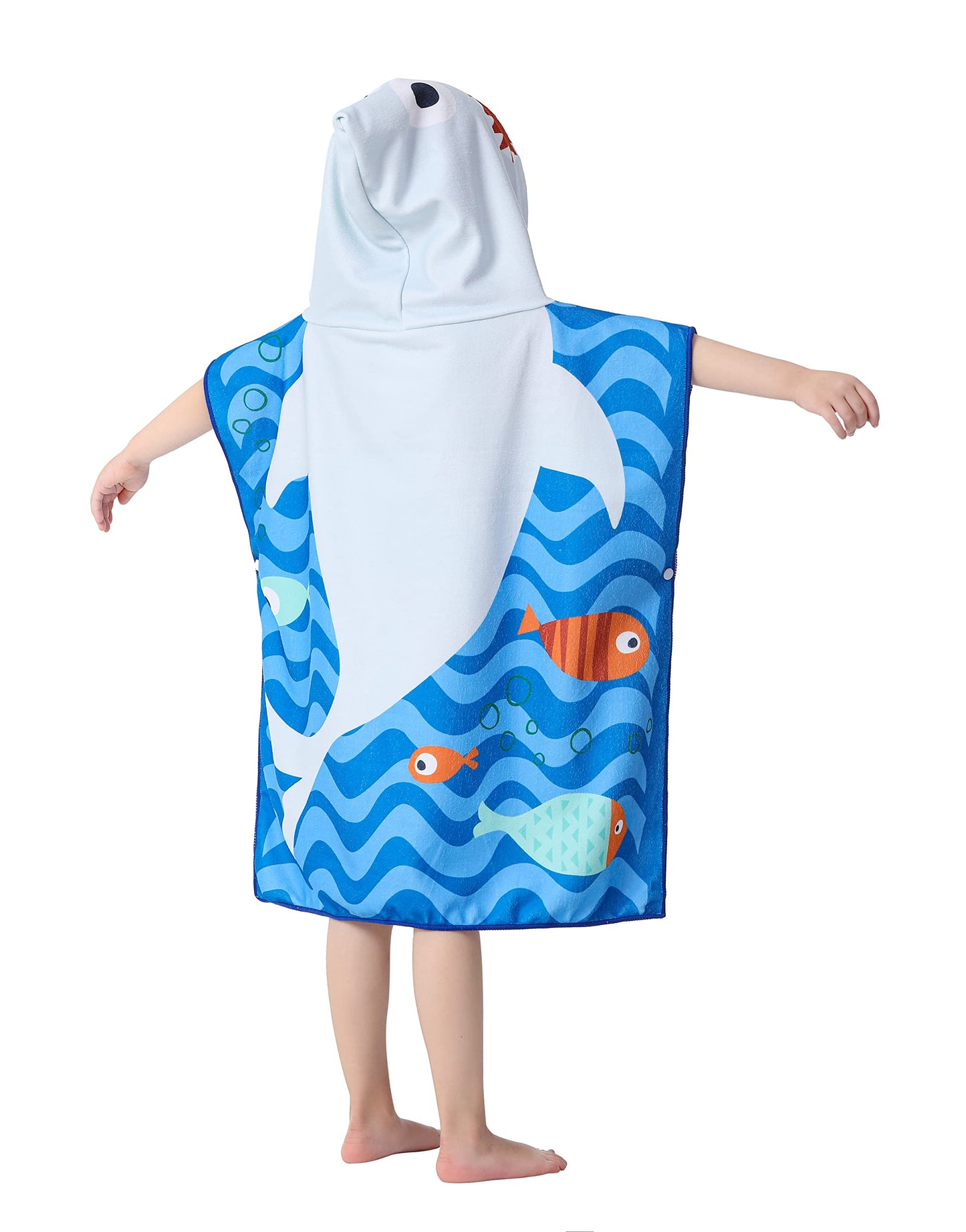 Athaelay Toddler Bath Beach Towel Poncho With Hood, Kid Bath Pool Swim Bathrobe Cover-Ups Swimwear (Grey Shark)
