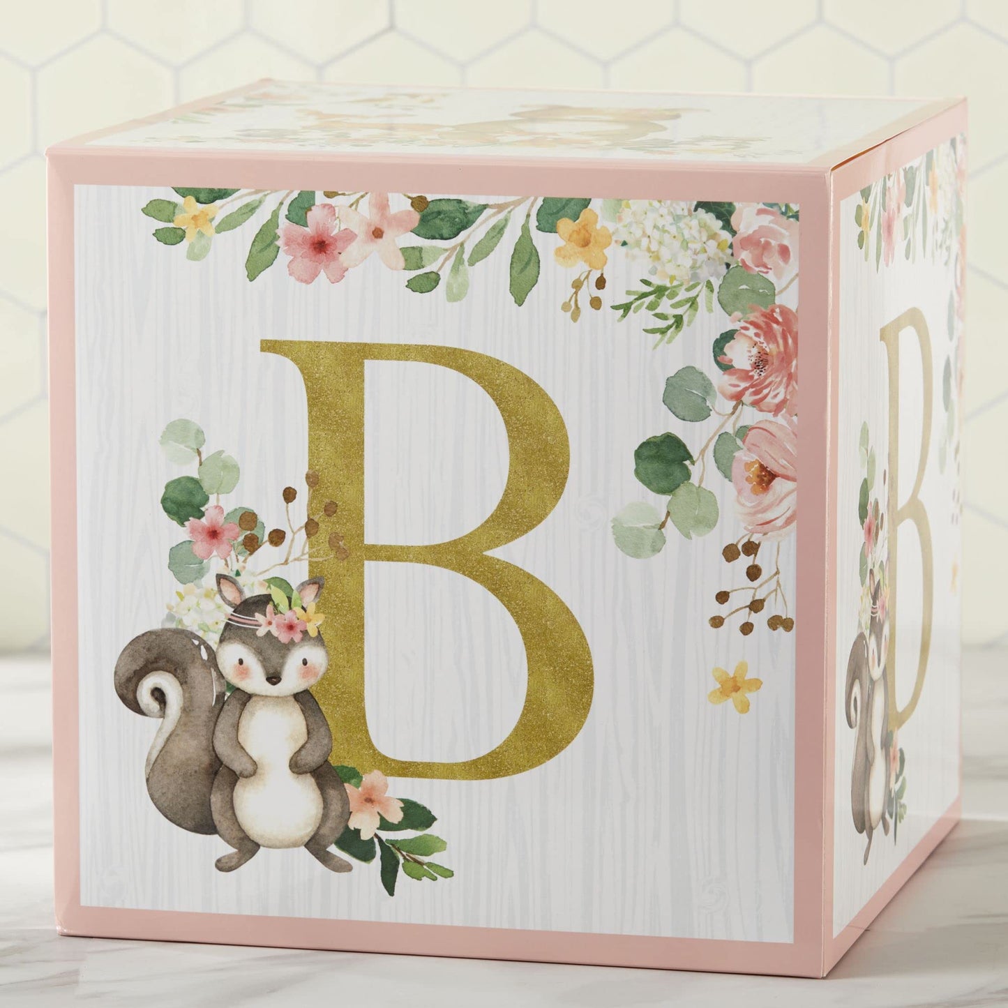 Kate Aspen Pink Woodland Baby Boxes With Letters For Baby Shower Decorations Photo Prop & Nursery D  Cor (Set Of 4 Spells Baby)