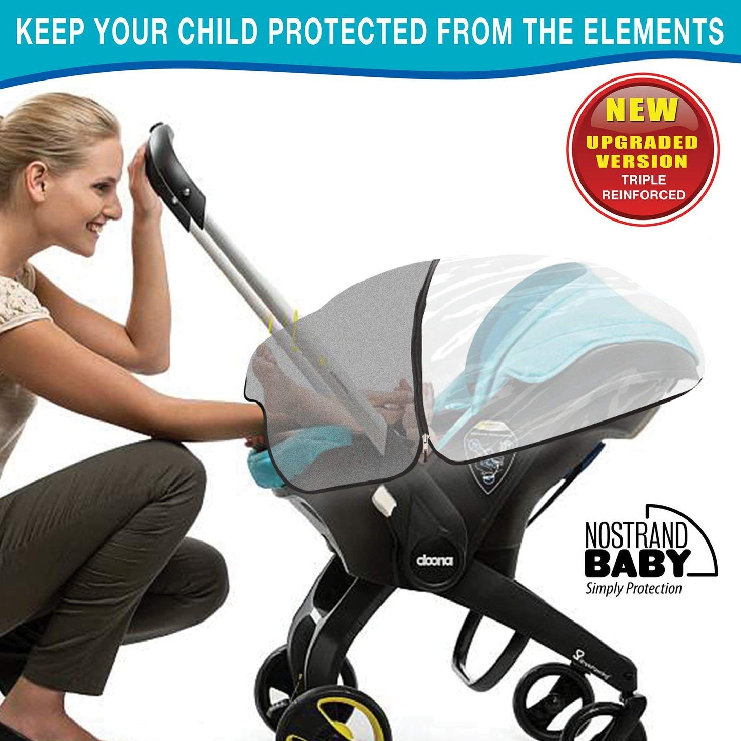 Baby Child Car Seat Rain Cover For Doona Car Seat Protects Insect Screen, Waterproof, Travel