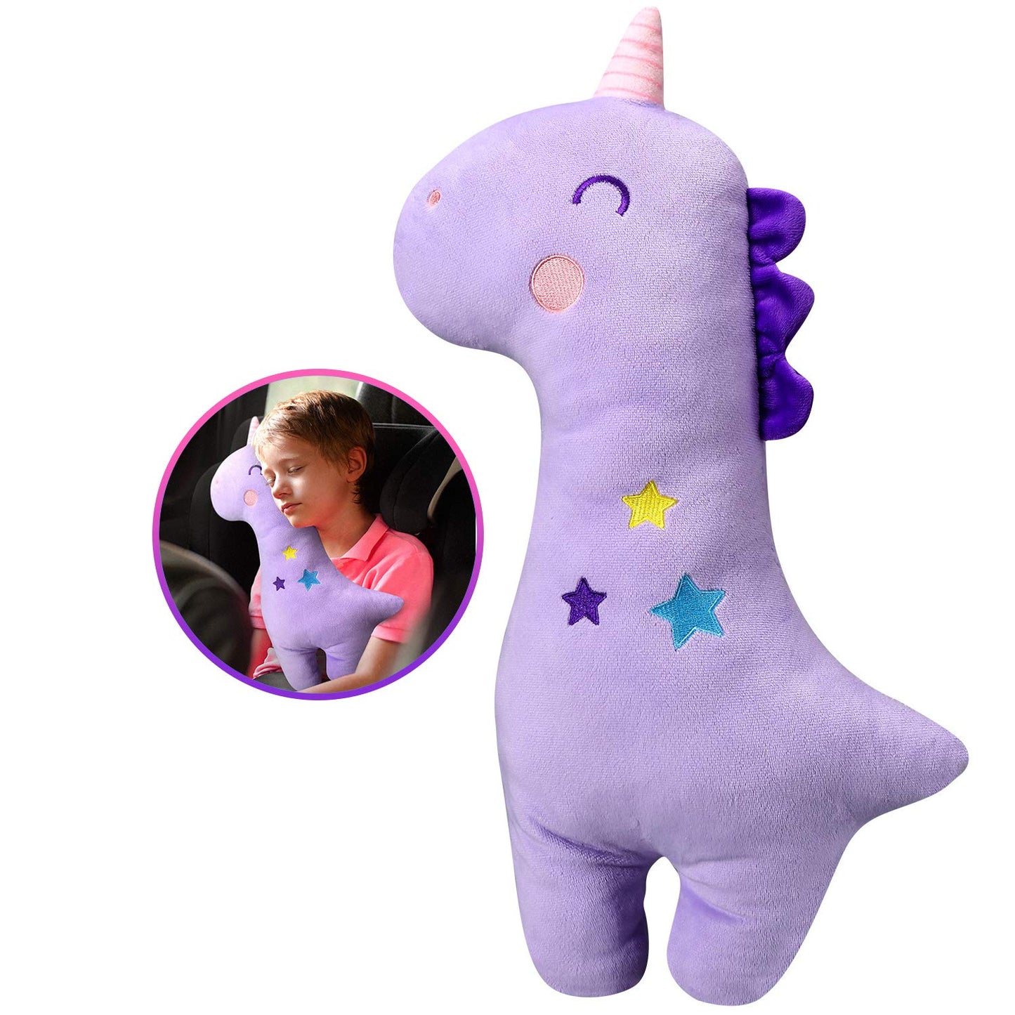 Farochy Unicorn Seat Belt Pillow Kids Cover, Vehicle Shoulder Pads, Car Seatbelt Cushion for Kids, Strap Pillows Animal Travel (
