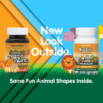 Naturesplus Animal Parade Kidzinc, Tangerine Flavor - 90 Animal-Shaped Lozenges, Pack Of 3 - Organically Chelated Zinc - Vegan,