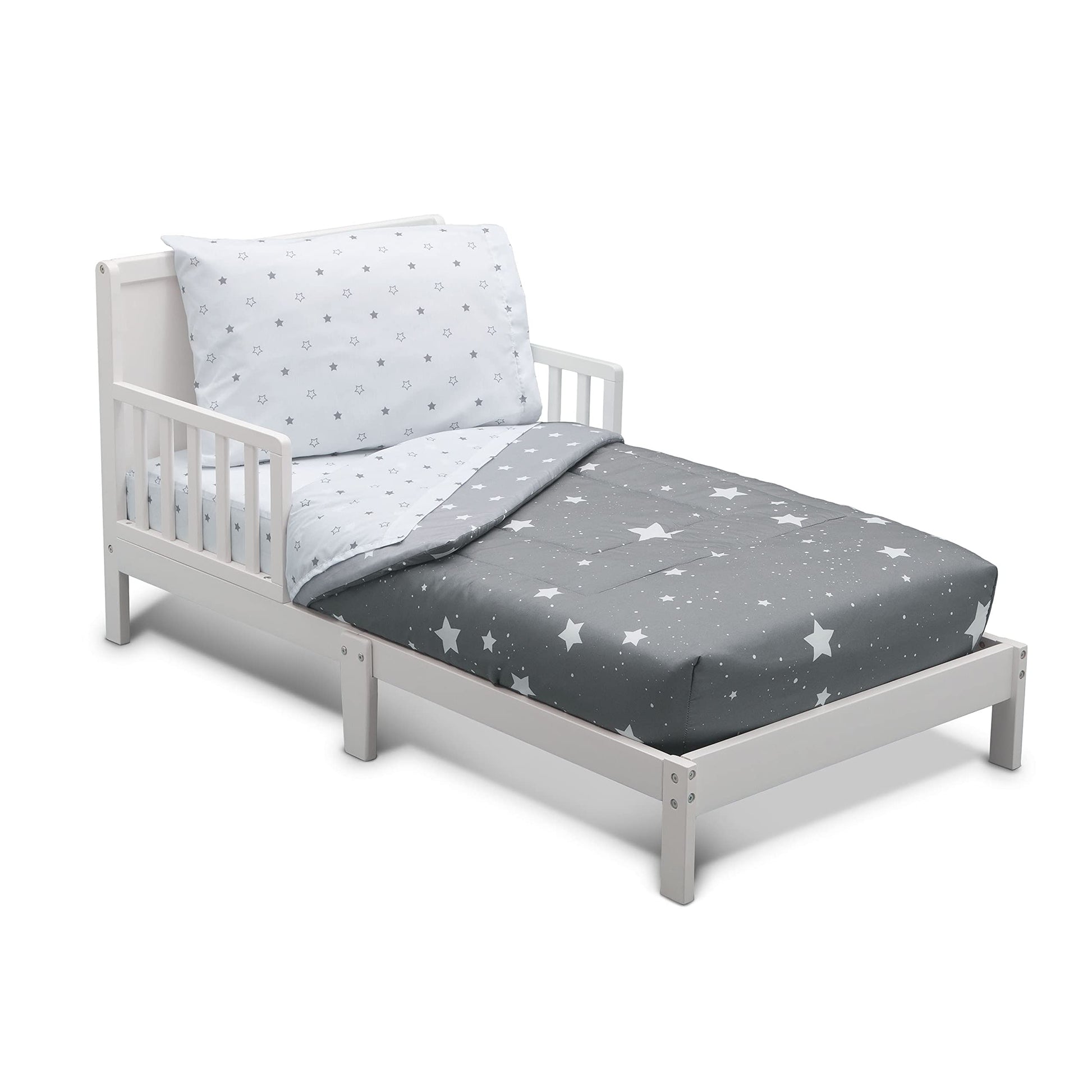 Delta Children 4 Piece Toddler Bedding Set for Boys  Reversible 2in1 Comforter  includes Fitted Comforter to Keep Little One
