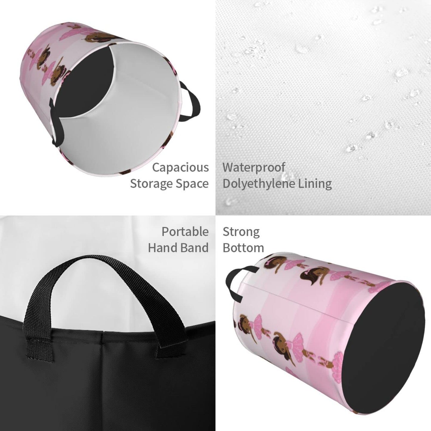 Gbuzozie Cute African Black Girl Round Laundry Hamper Storage Basket Toys Clothes Organizer Bin For Home Bathroom Bedroom Dorm N