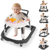 Foldable Baby Walker with Wheels - 9 Adjustable Heights, Reinforced Frame, Activity Center with Music & Lights, Removable Tray, 