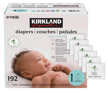 Kirkland Signature Diapers Size 1 (Up To 14 Pounds) 192 Count W/ Exclusive Health And Outdoors Wipes