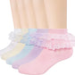 Ketkar Girls Lace Ankle Socks Ruffle Frilly Cotton Socks Trim Lace,Princess Socks For Girls 5 Pack,45 Years