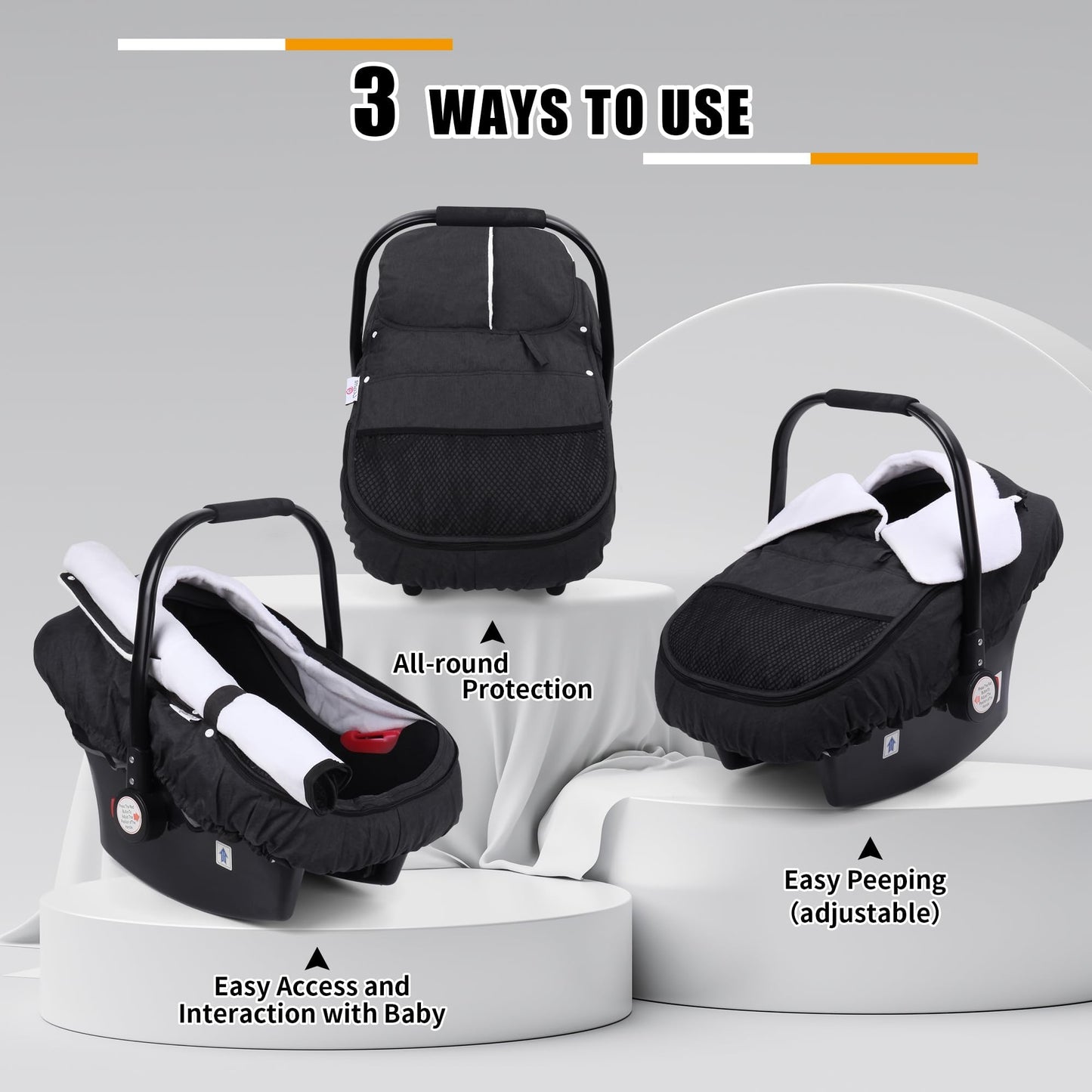 Metplus Winter Baby Car Seat Cover, Cold Weather Car Seat Cover Baby, Waterproof Polyester Outer & Polar Fleece Inner Extended F