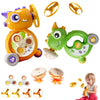 5-In-1 Multifunctional Dinosaur Whistle Inertial Vehicle,Flying Disc Launcher Toy,Light Up Spinning Tops & Gyroscope,For Girls&B