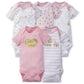 Gerber Baby Girls 5-Pack Short Sleeve Variety Onesies Bodysuits Princess Arrival 6-9 Months