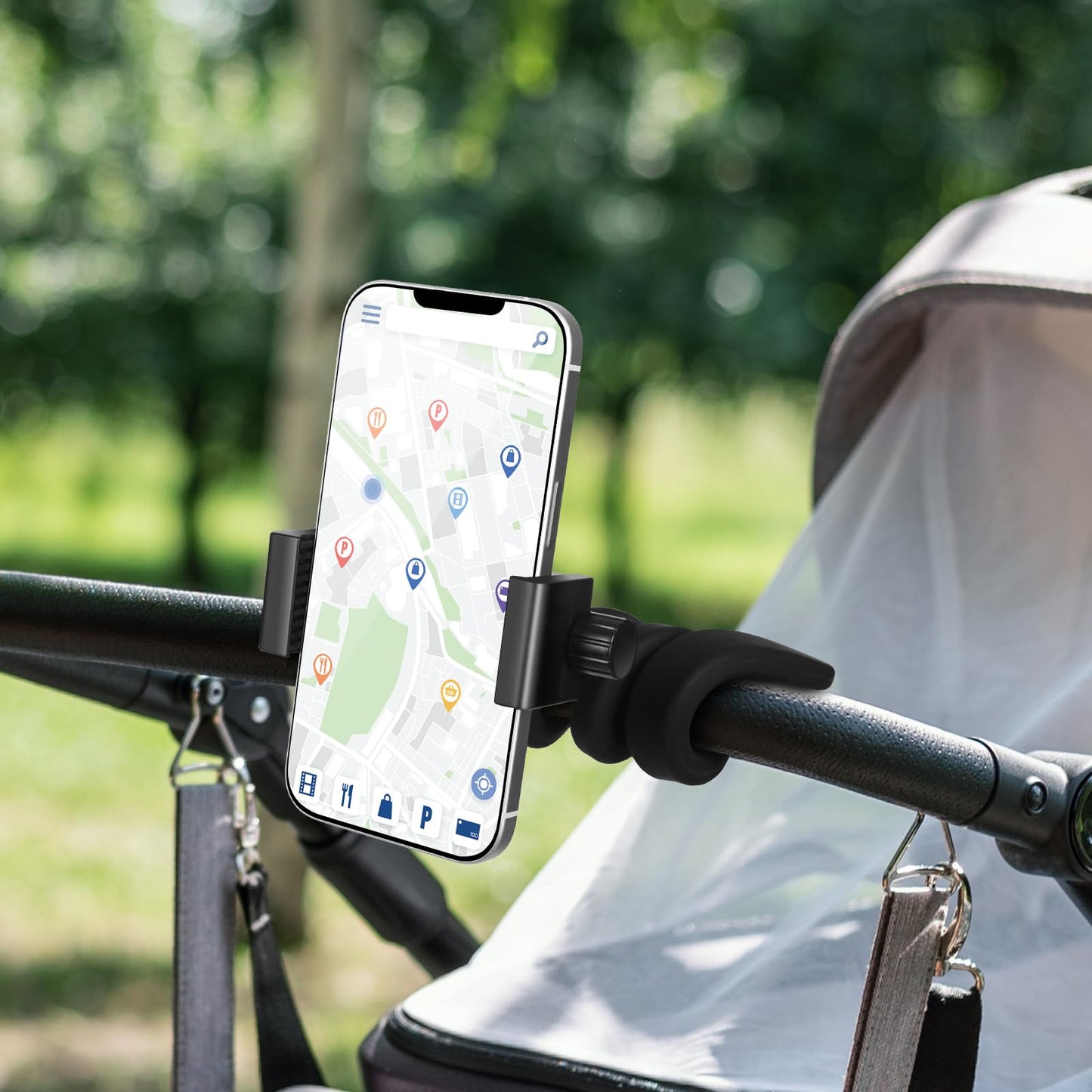 Onedone Stroller Phone Holder - Portable Phone Mount For Baby Stroller, Treadmill, Spin Bike, Desk, Car With Gooseneck Flexible