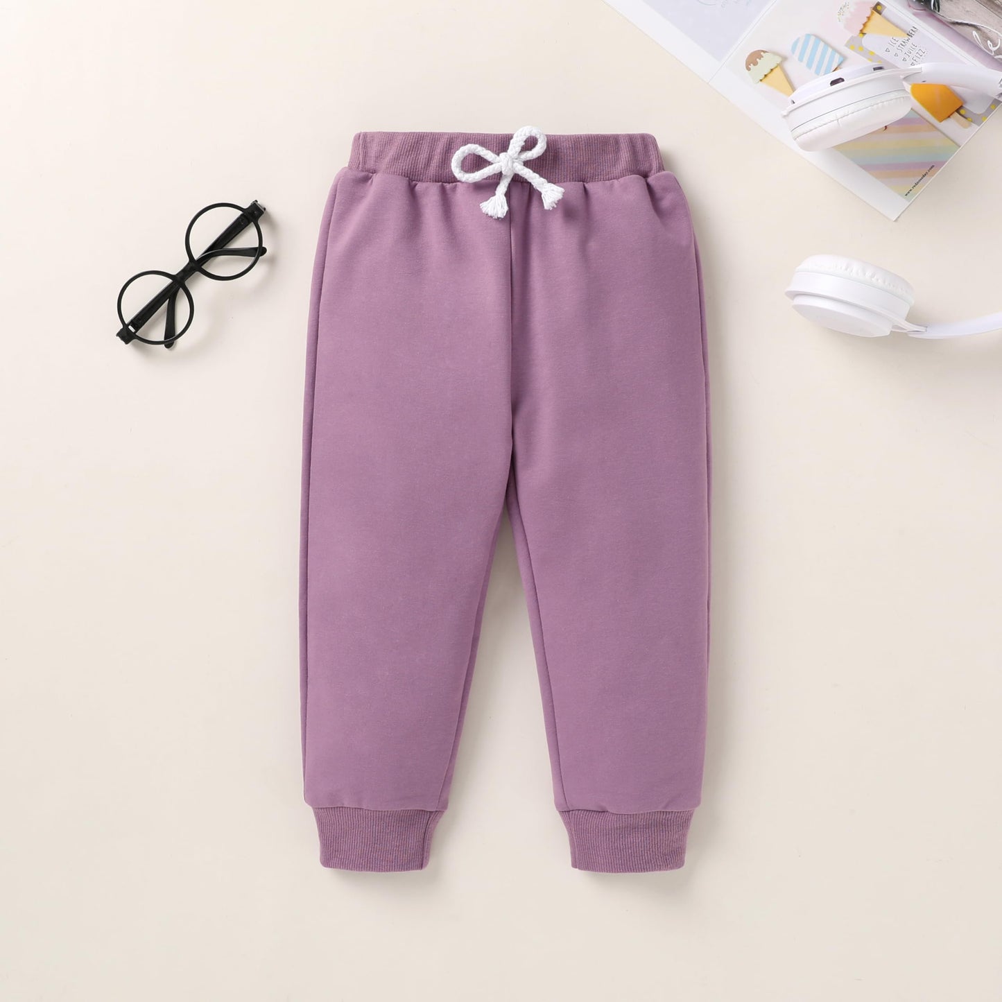 Happy Town Toddler Fall Outfits For Girl Boy Long Sleeve Hoodie Top And Long Sweatpants Set Toddler Sweatsuit (Solid Color-Fragr