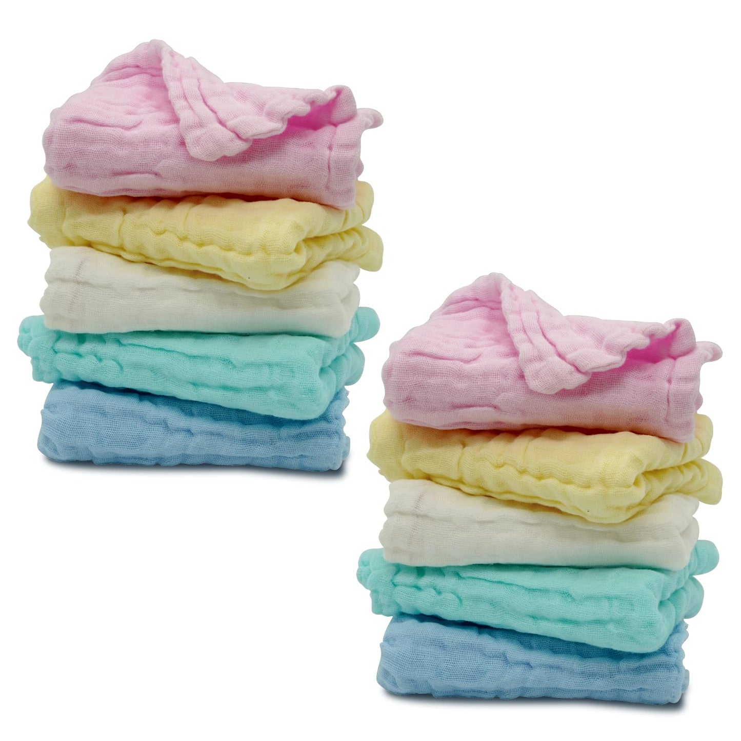 Arsaha Pack Of 10 Baby Muslin Washcloths Set (12   X12   ), 6 Layers Multi-Colored Baby Washcloths Made Of 100% Organic Cotton H