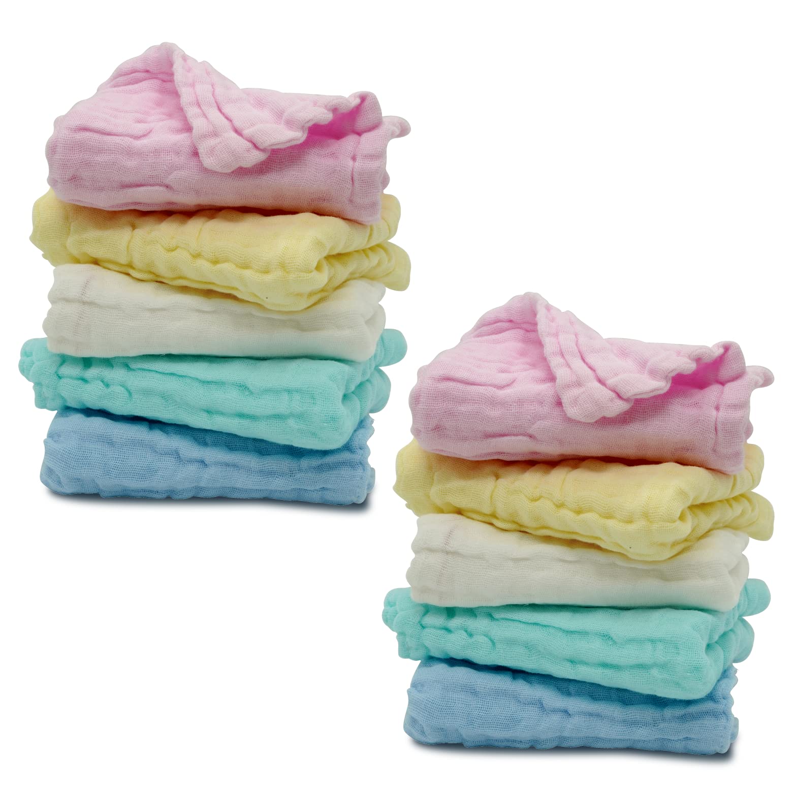 Arsaha Pack Of 10 Baby Muslin Washcloths Set (12   X12   ), 6 Layers Multi-Colored Baby Washcloths Made Of 100% Organic Cotton H