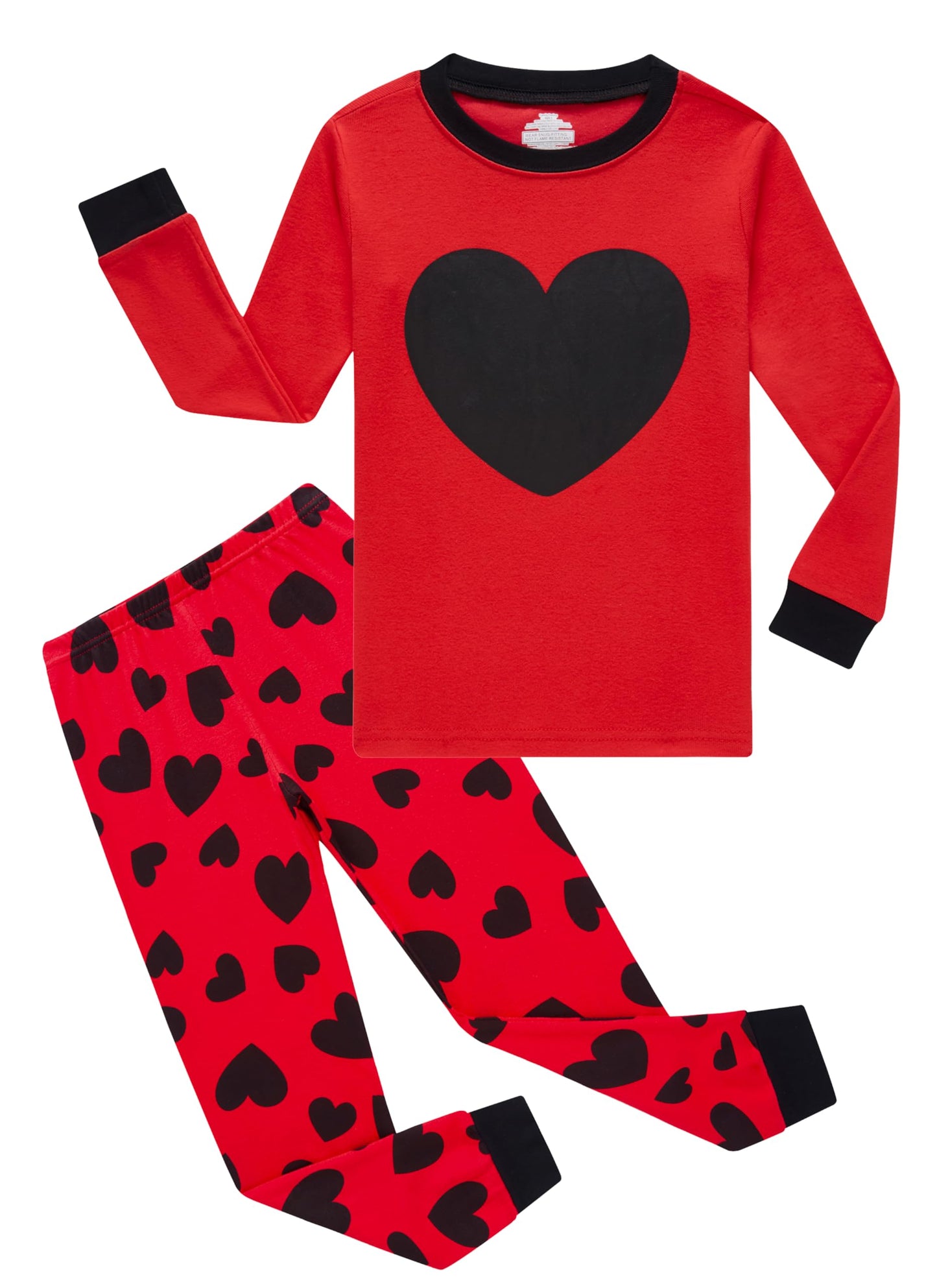 Family Feeling Baby Girls Pajamas Valentines Day Long Sleeve Cotton Boys Heart Pyjamas Toddler Kid Red Pjs Size 12-18 Monthes