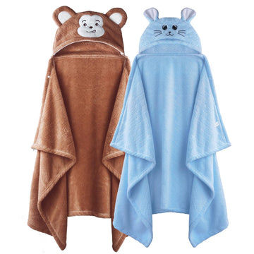 Toddler Bath Towel Hooded Kids Towels Bath Toddler Towels For Boy Girl 0-5 Years, 2-Pack Soft & Absorbent Kids Hooded Bath Towel
