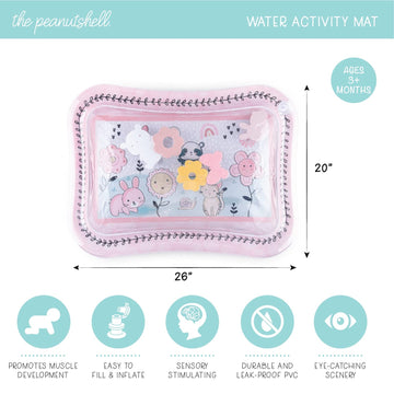 The Peanutshell Tummy Time Water Play Mat Girls Or Boys - High Contrast Sensory Developmental Toy, Newborn & Infant Baby Toys 0-