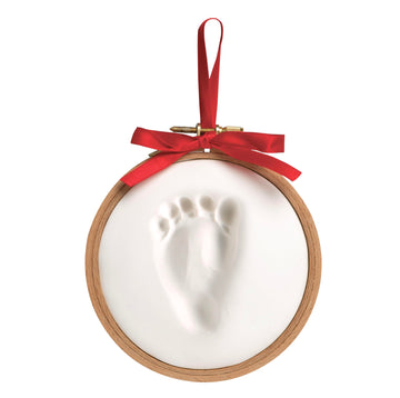 Pearhead Baby Prints Hoop Christmas Ornament, Newborn Handprint Or Footprint Holiday Keepsake Kit, Easy No-Bake Diy Clay Impress
