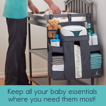 Hiccapop Hanging Diaper Organizer For Changing Table, Cribs And Walls, Diaper Stacker And Nursery Organizer | Hanging Storage Ca