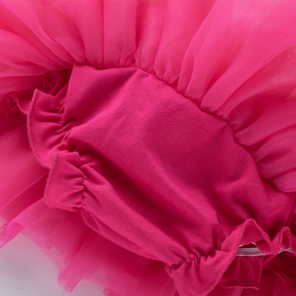 Baby Girls'Tutu Skirt With Shorts Newborn Toddler Tulle Skorts 0-24 Months Rose Red