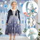 Itvti Girls Princess Elsa Dress Up Costume Snow Queen Halloween Christmas Cosplay Party Toddler Dress Blue, 3-4 Years(Label 110)
