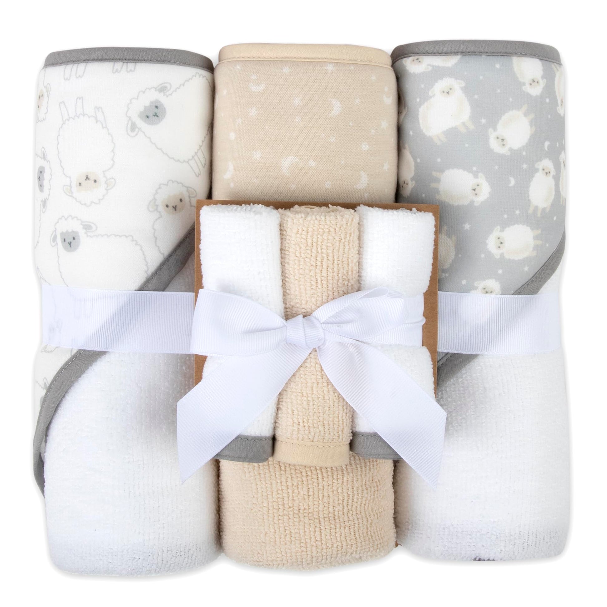 Hooded Baby Bath Towel and Washcloth 6 Piece Set for Newborns, Infants & Toddlers, Boys & Girls Baby Hooded Towels Set (Little L