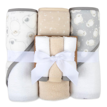 Hooded Baby Bath Towel and Washcloth 6 Piece Set for Newborns, Infants & Toddlers, Boys & Girls Baby Hooded Towels Set (Little L