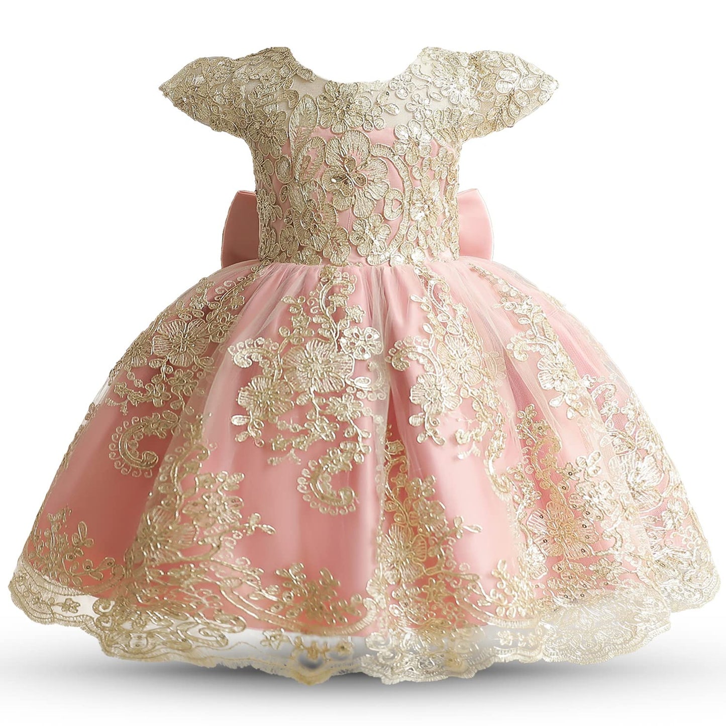 Nnjxd Baby Girl Dress Flower Embroidery Princesstutu Pageant Party Gown 2006 Pink Size(120) 4-5 Years